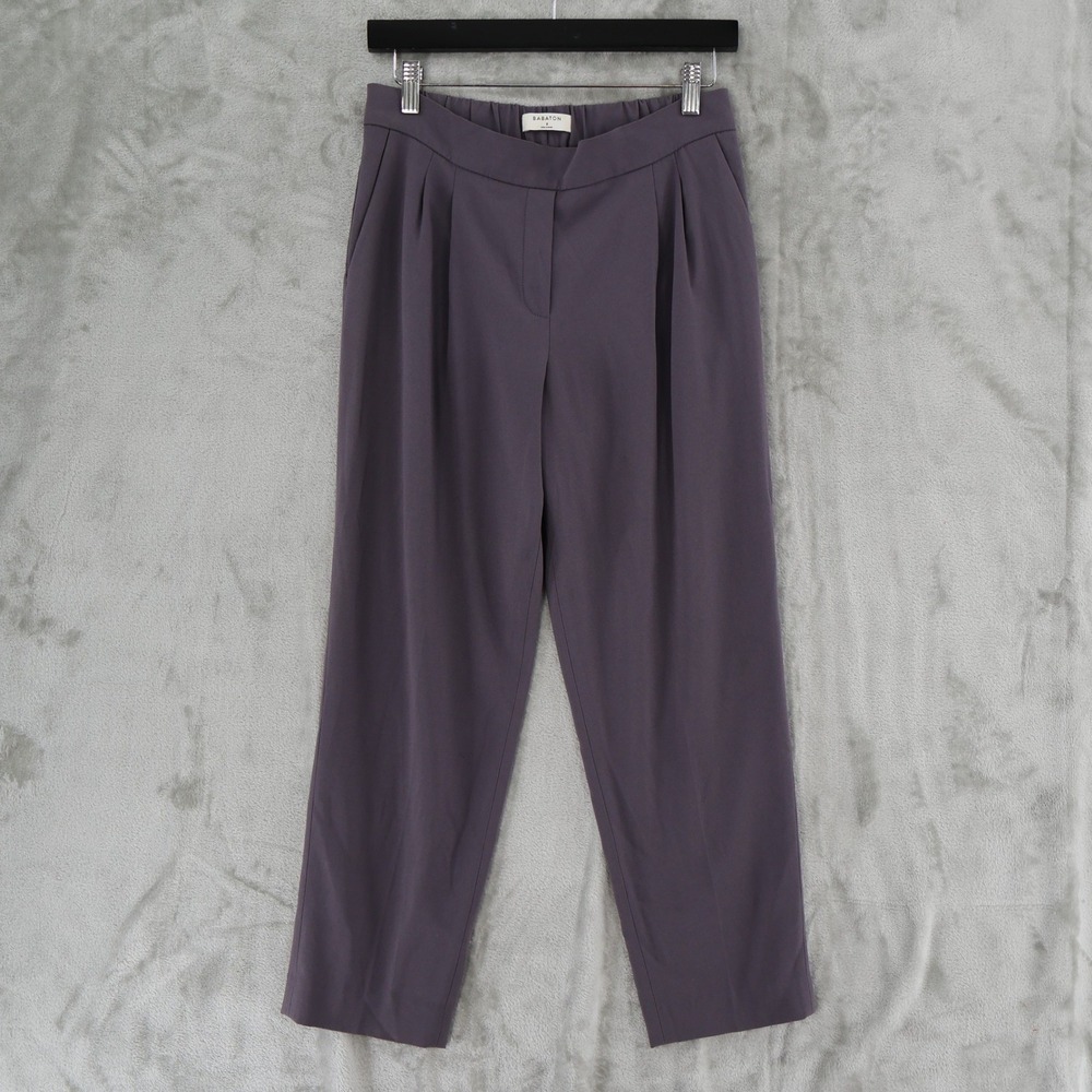 Aritzia Babaton Pleated Tapered Trousers Womens 8 Grey Purple High Rise Polished